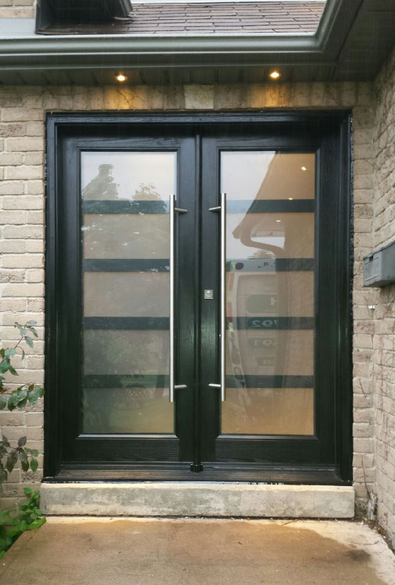 door doors steel modern laser stainless fiberglass cut smooth handles lites newmarket installed exterior
