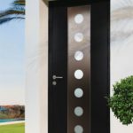 Modern Contemporary Front Door, Solid Modern Door with Steel Plate and Lites manufactured by modern-doors.ca