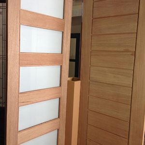 Modern Contemporary Front Entrance Wood Doors with Frosted Glass Designed by modern-doors.ca-Picture#MED114