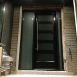 Modern Contemporary Front Entry Fiberglass Door with 2 Side Lites and multi Point Locks installed by modern-doors.ca-Picture#MED130