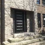 Modern Contemporary Door- Modern Custom Fiberglass Door with 2 Side Lites & horizontal strips installed in Toronto, Ontario by Modern-doors