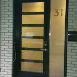 Modern Fiberglass Door with 6 Frosted Door Lites and Side lite installed in Toronto