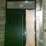 Fiberglass Door-Modern Exterior Fiberglass Rustic Front door with Arched Transom and Stainless Steel Door Handle