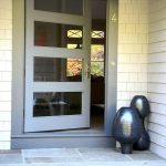 Modern Fiberglass Door with 4 Clear Glass Door Lites and Multi Point Lock System