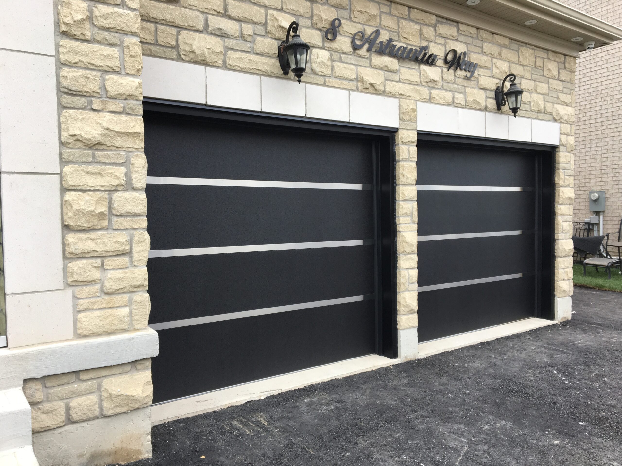 Stainless Steel Strip Modern Garage Doors