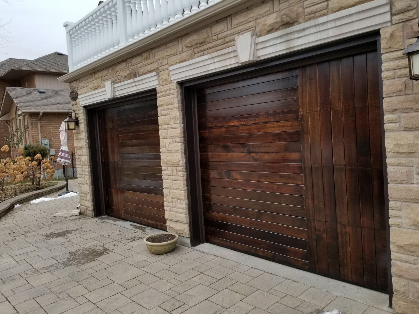 Modern Wood Grain Panel Garage Door