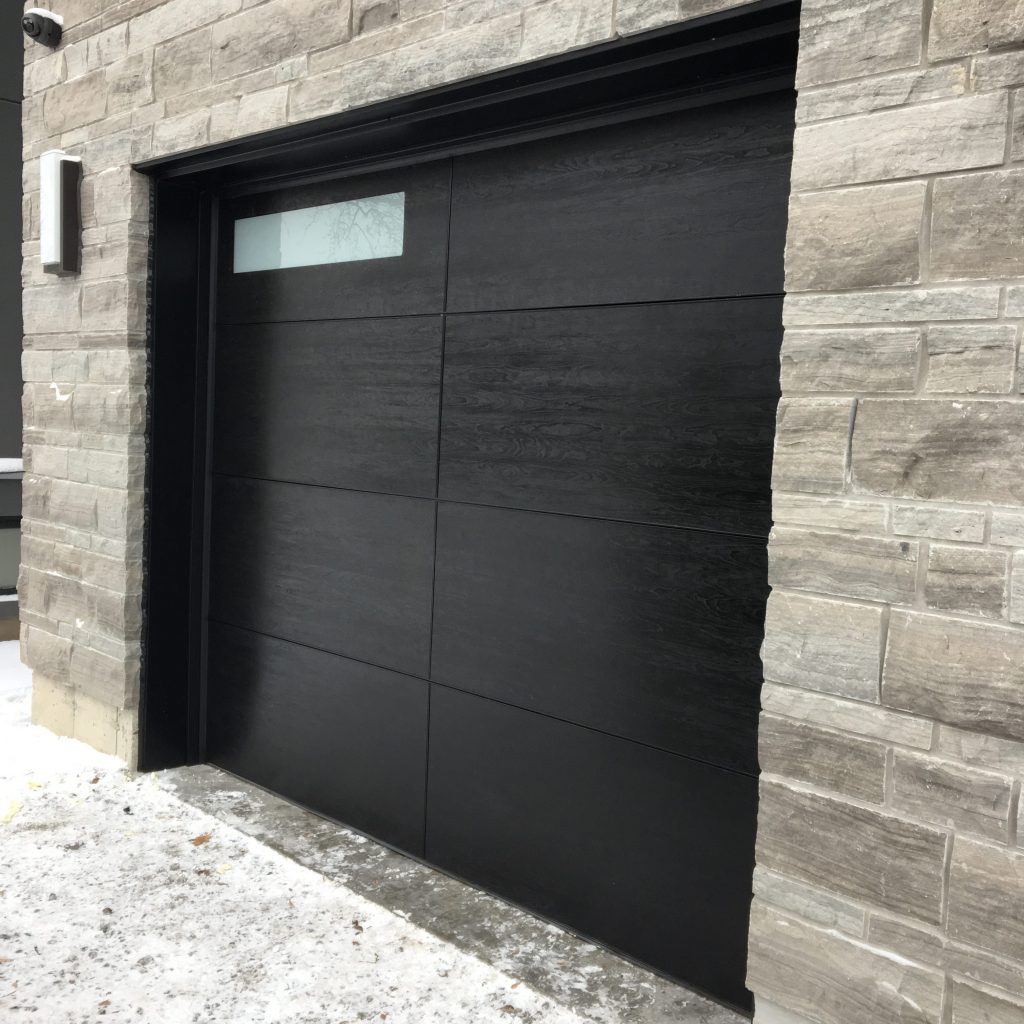 Modern Black Wood Grain Garage Door Modern Doors