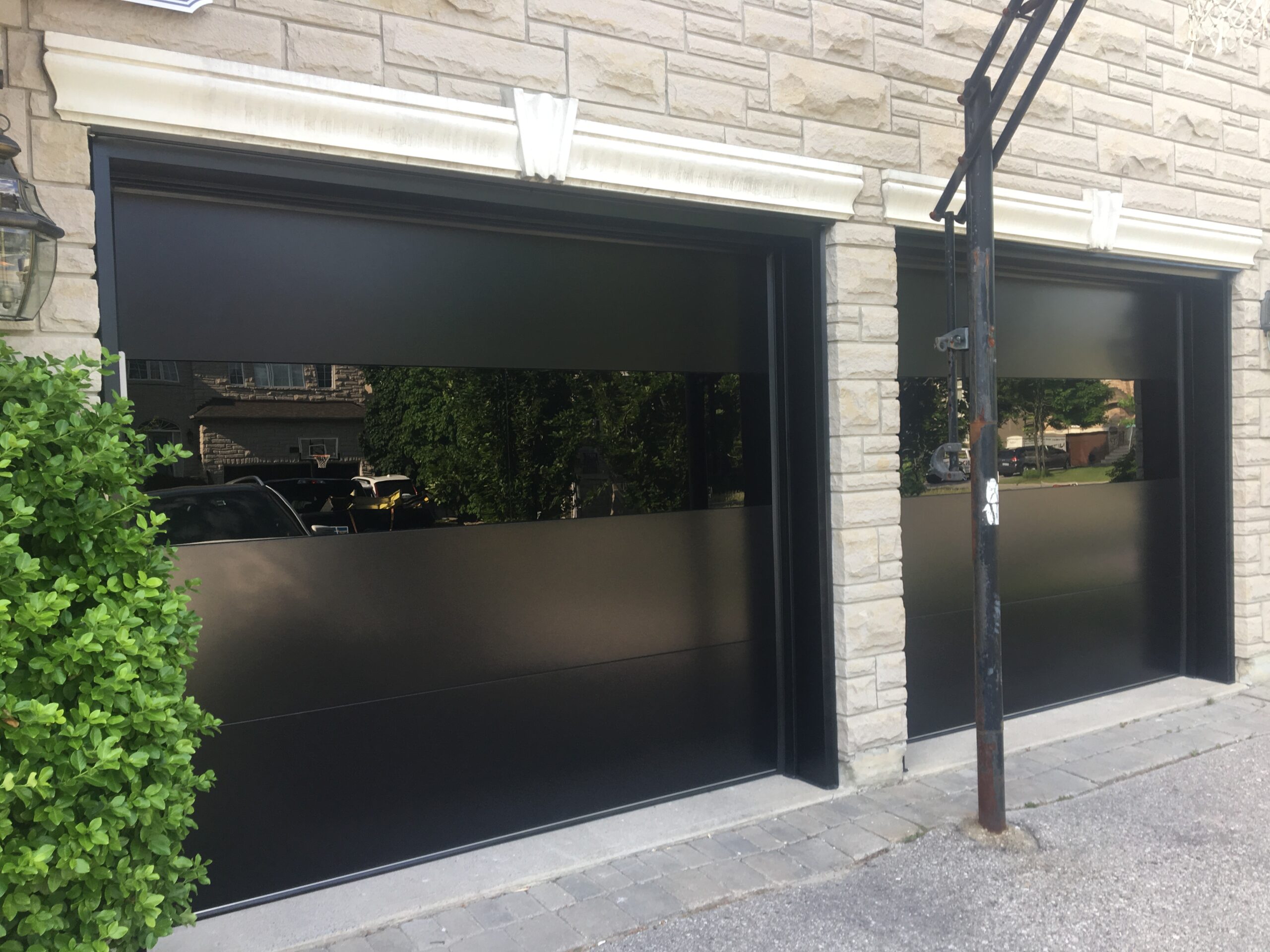 Modern Double Garage Doors Black Glass