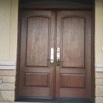 Arched Double Entry Door Cherry Stain