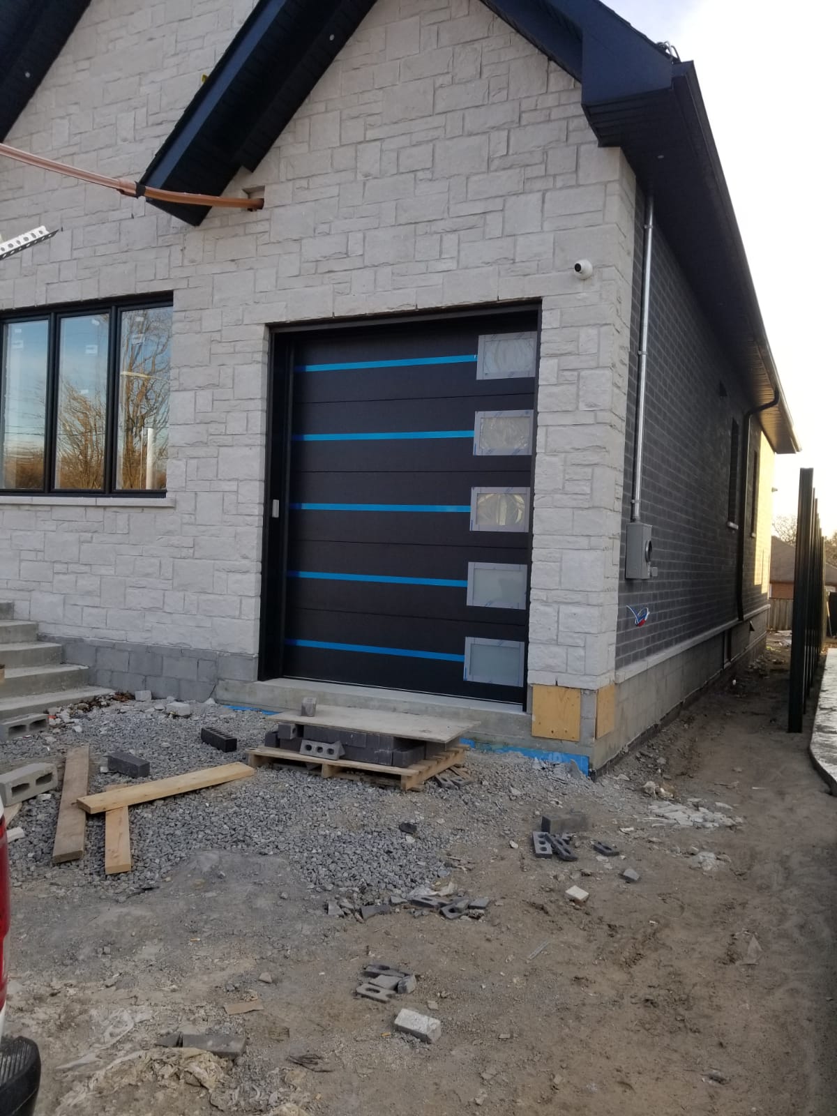 Modern Garage Door Stainless Steel Frosted Glass