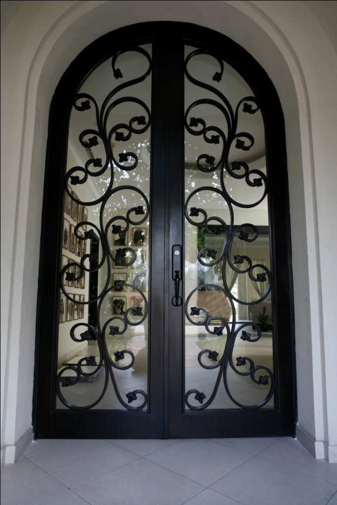 Double Arched Entrance Door Wrought Iron Design