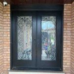 Wrought Iron Design Double Door With Tubular Entry Handles