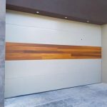 Garage Door Modern White Aluminum Panels Wood Center