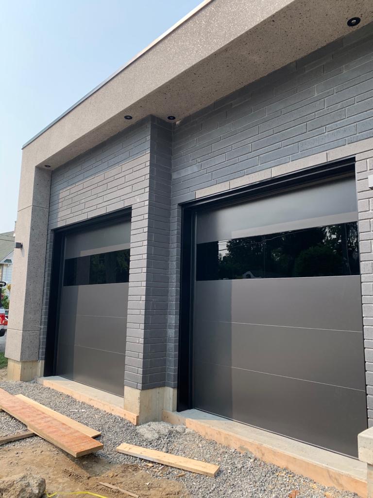 Modern Oversized Steel Garage Doors Black Glass