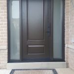 Traditional Entrance Door With Frosted Sidelites and Designer Hardware
