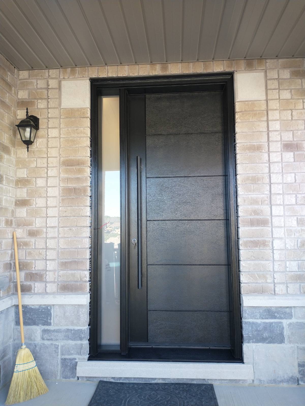 Single Fiberglass Entry Door With Multypoint Lock Dark Brown
