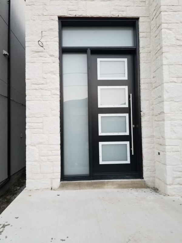 Modern Frosted Glass Exterior Entry Door 4 Panel