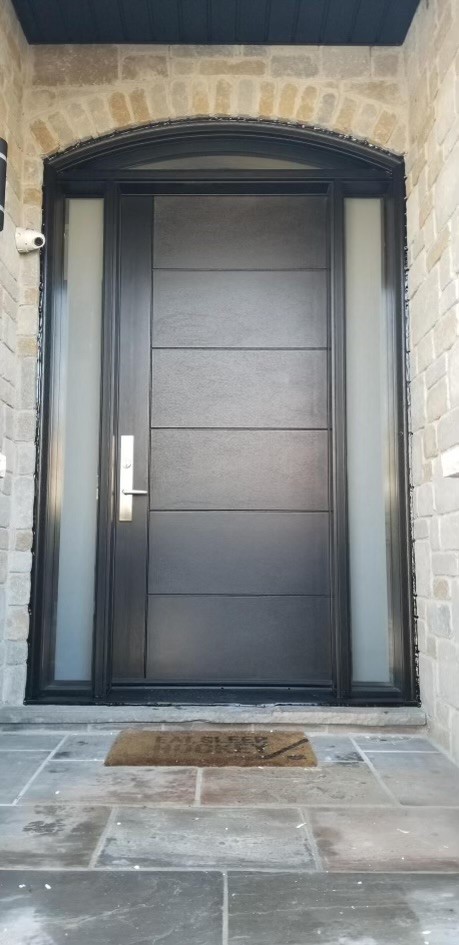 Modern Grand Entrance Door With Side Lights Arched Transom