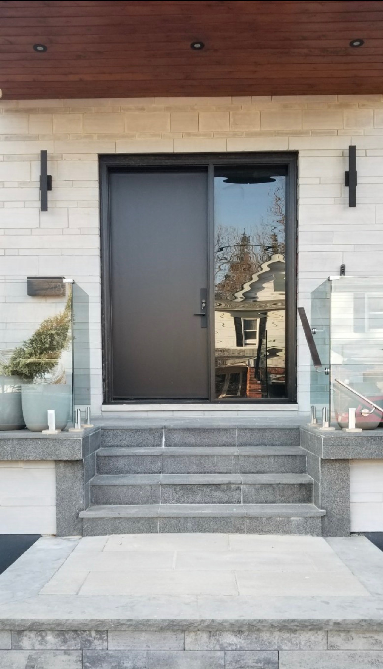 Modern Front Entry Door Flush Slab with sidelight
