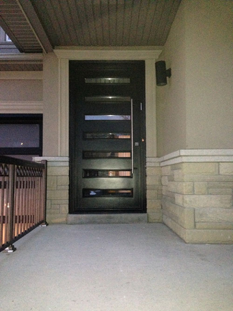 Modern Contemporary Front Entry Door with Horizontal Lites & Multi Point Locks installed in Vaughan, Ontario by modern-doors.ca-Picture#MED118