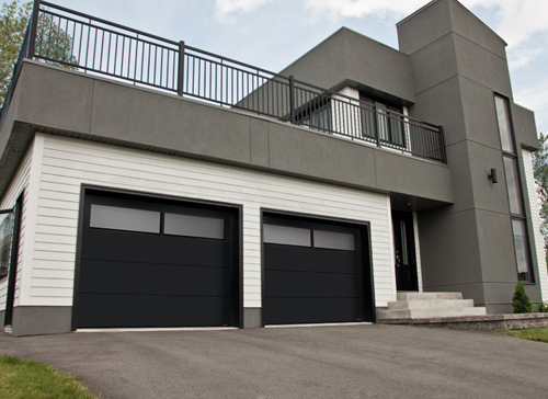 Modern Contemporary Garage Doors-Window 4th row section thermo enamelled black Modern Garage Doors in Richmond Hill, Ontario by www.modern-doors.ca-Picture#622