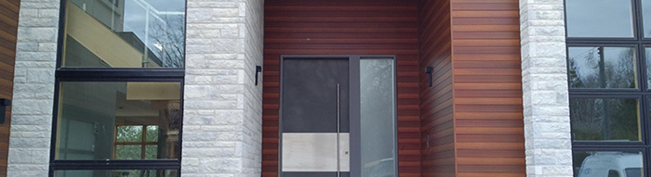 Modern Exterior 10 feet Door with Stainless Steel bar Installed in